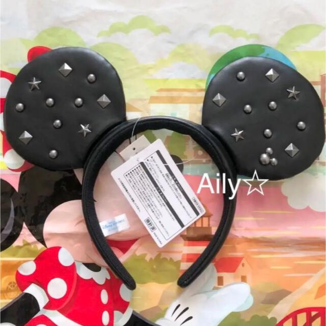 Disney(ディズニー)の新品タグ付き♡ ミッキー　カチューシャ　スタッズ　レザー風　合皮　ディズニー レディースのヘアアクセサリー(カチューシャ)の商品写真