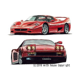 Ferrari - GC-684テスタロッサ/F50限定版画サイン有額装済作家平右ヱ門 ...