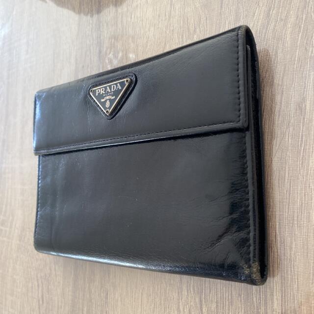 PRADA ロゴプレート 無地 エナメル 折り財布 アンティーク PRADA ロゴプレート 無地 エナメル 折り財布 アンティーク