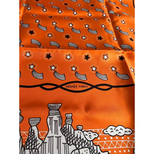 Hermes(エルメス)のエルメス　バンダナスカーフ　オレンジ レディースのファッション小物(バンダナ/スカーフ)の商品写真