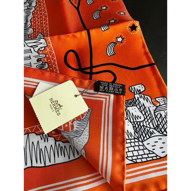 Hermes(エルメス)のエルメス　バンダナスカーフ　オレンジ レディースのファッション小物(バンダナ/スカーフ)の商品写真