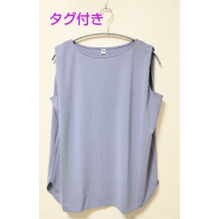 ユニクロ(UNIQLO)の【新品未使用】ユニクロ レディース クレープジャージーT (ノースリーブ) L(シャツ/ブラウス(半袖/袖なし))