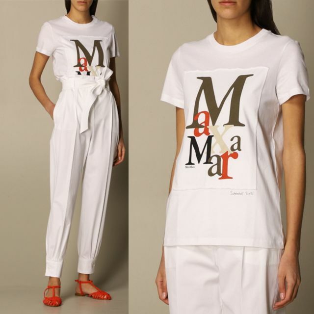 Max Mara(マックスマーラ)の●新品/正規品● Max Mara HUMOUR コットン ロゴ Tシャツ レディースのトップス(Tシャツ(半袖/袖なし))の商品写真