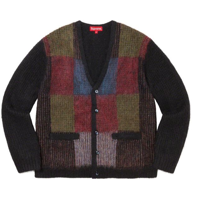 新品 Mサイズ Supreme Brushed Grid Cardigan