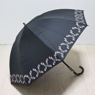 アナスイ(ANNA SUI)の新品【アナスイ】晴雨兼用ショート長傘 パンジーリング柄 黒 遮光率99%以上(傘)