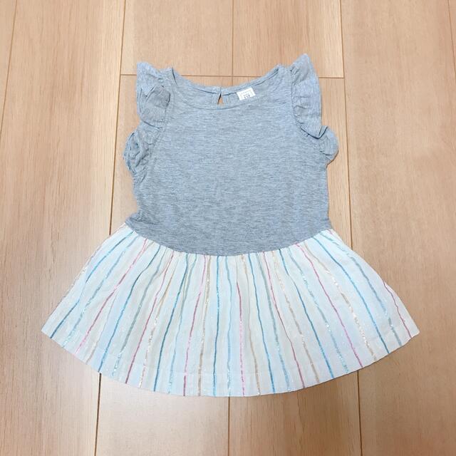 babyGAP(ベビーギャップ)のbaby GAP 袖フリル ストライプ ワンピース 12-18mns キッズ/ベビー/マタニティのベビー服(~85cm)(ワンピース)の商品写真