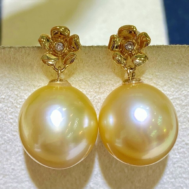 大人の上質 【高級】天然南洋真珠 ピアス11-12mm k18 ピアス