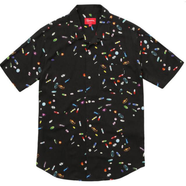 supreme 希少 黒 Mサイズ Pills Rayon Shirt 18ss