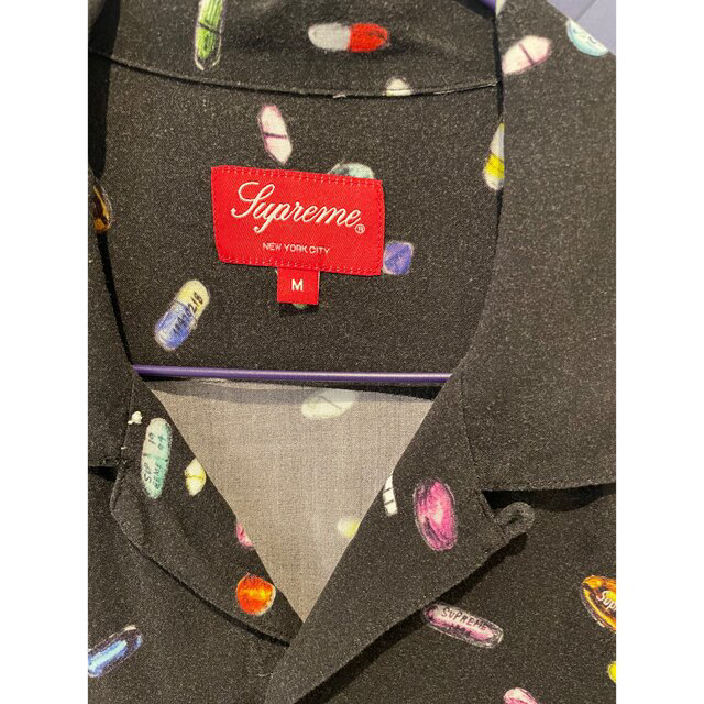 supreme 希少 黒 Mサイズ Pills Rayon Shirt 18ss