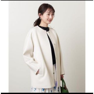 完売☆ユナイテッドアローズ ツイル ノーカラー ミドルコート オフ