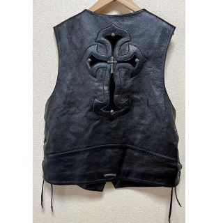 クロムハーツ(Chrome Hearts)の高級 本革 クロスパッチ 美品レザーベスト クロムハーツ好き必見！(ベスト)