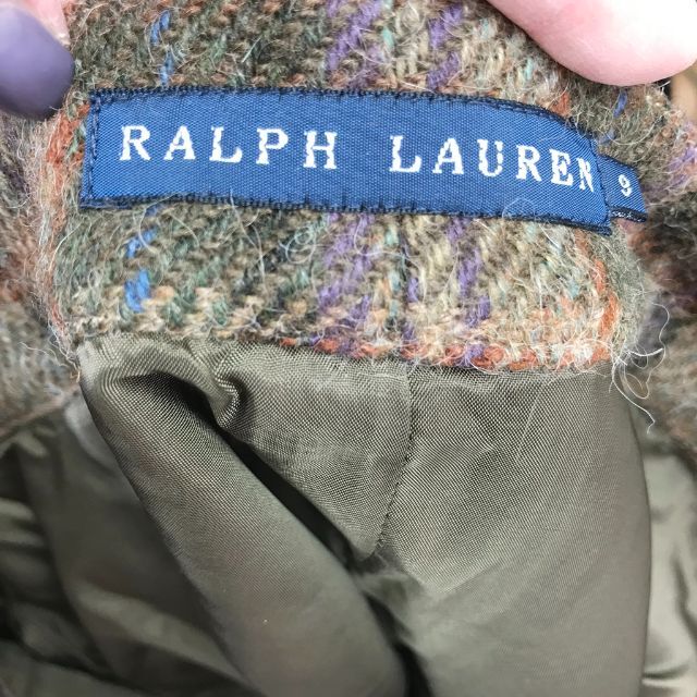 Ralph Lauren(ラルフローレン)のラルフローレン タイトスカート アルパカ混 チェック柄 ブラウン系 サイズ9 レディースのスカート(ミニスカート)の商品写真