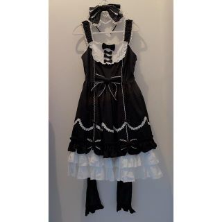 アンジェリックプリティー(Angelic Pretty)のAngelic Pretty ジャンパースカートカチューシャset(ひざ丈ワンピース)