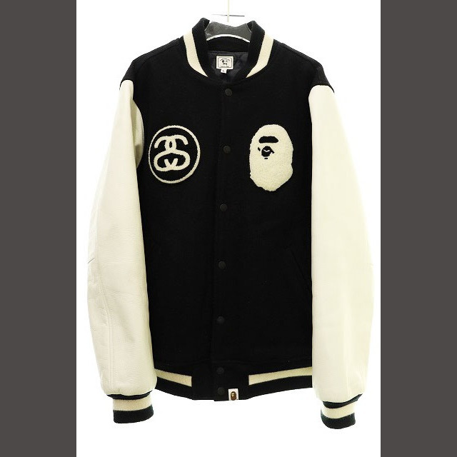 STUSSY A BATHING APE VARSITY JACKET M