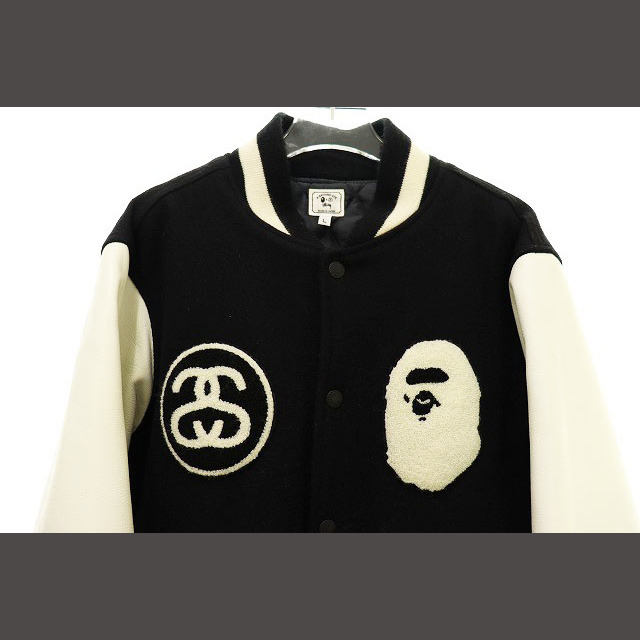 A BATHING APE(アベイシングエイプ)のアベイシングエイプ STUSSY 30周年記念 袖 レザー スタジャン コラボ メンズのジャケット/アウター(スタジャン)の商品写真