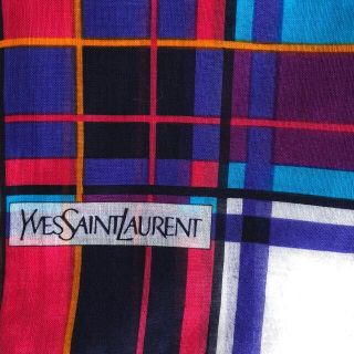 サンローラン(SAINT LAURENT)のイヴサンローラン  ハンカチ　チェック　カラフル(ハンカチ)
