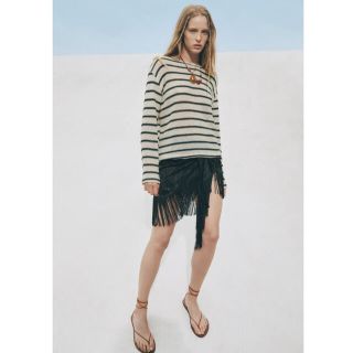 ザラ(ZARA)のZARA  ストライプ柄ラスティックセーター(ニット/セーター)