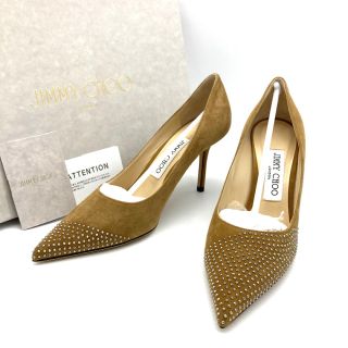 ジミーチュウ(JIMMY CHOO)の【新品未使用　箱付き✨】ジミーチュウ 35 1/2 ベージュ スエード スタッズ(ハイヒール/パンプス)