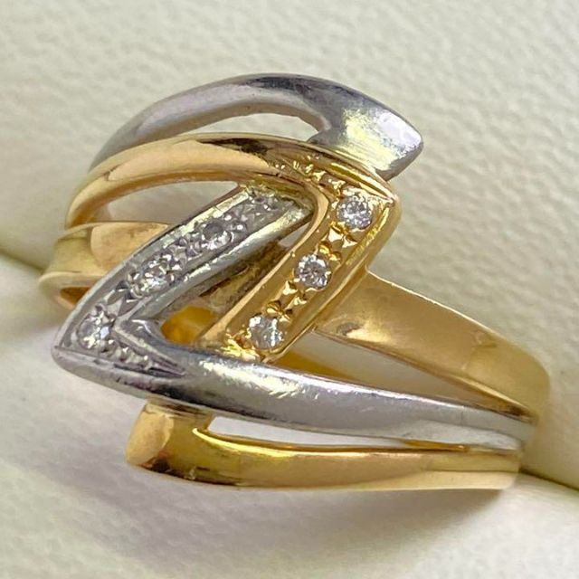 K18Pt900　天然ダイヤモンドリング　D0.04ct　サイズ14号　4.6g レディースのアクセサリー(リング(指輪))の商品写真