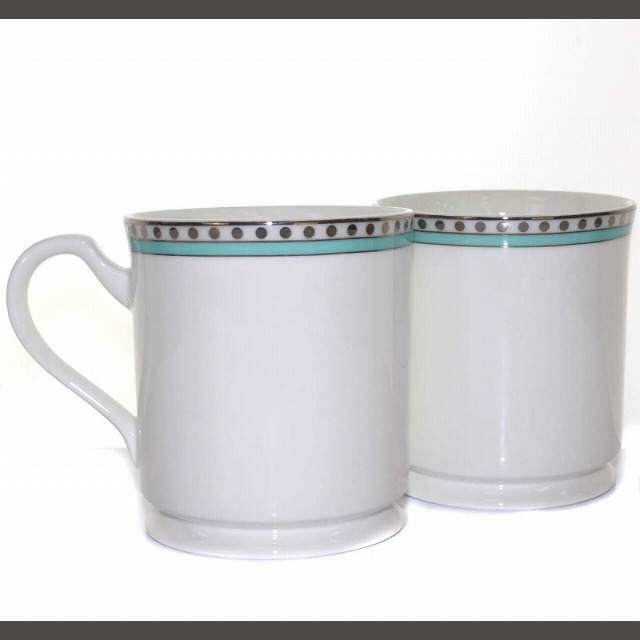 感謝の声続々！ Co. & Tiffany - 白 食器 コップ ペアマグカップ ブルーバンド ボーンチャイナ ティファニー 食器