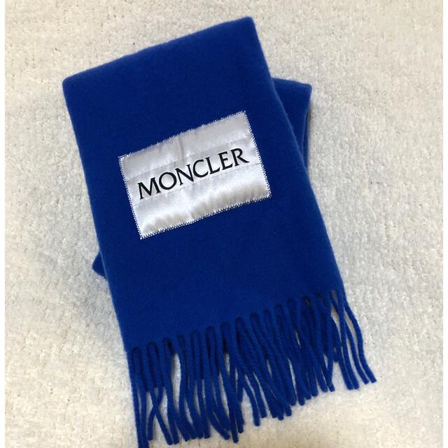 定番国産 モンクレール ロゴマフラー ブルー 限定品定番