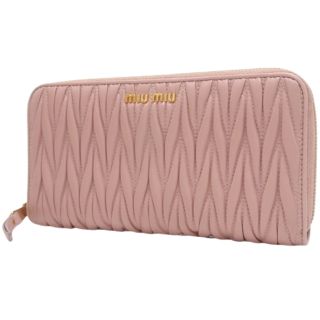 ミュウミュウ(miumiu)のミュウミュウ ラウンドファスナー長財布 ピンクベージュ 40802019693(財布)