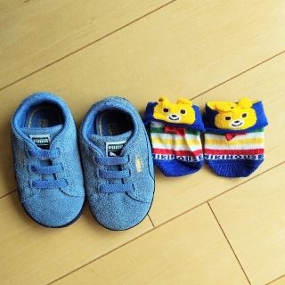 プーマ(PUMA)のPUMAファーストシューズ 12cm 、MIKI HOUSE靴下9-11cm(スニーカー)