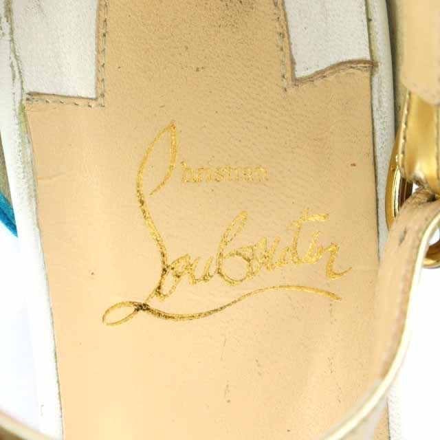 Christian Louboutin(クリスチャンルブタン)のクリスチャンルブタン サンダル 36.5 23.5cm 水色 ゴールド色 レディースの靴/シューズ(サンダル)の商品写真