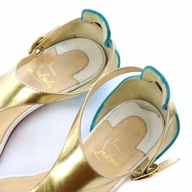 Christian Louboutin(クリスチャンルブタン)のクリスチャンルブタン サンダル 36.5 23.5cm 水色 ゴールド色 レディースの靴/シューズ(サンダル)の商品写真
