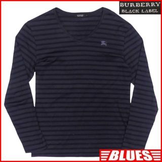 バーバリーブラックレーベル(BURBERRY BLACK LABEL)のバーバリーブラックレーベル シャツ M 古着 メンズ Vネック カットソー 長袖(Tシャツ/カットソー(七分/長袖))