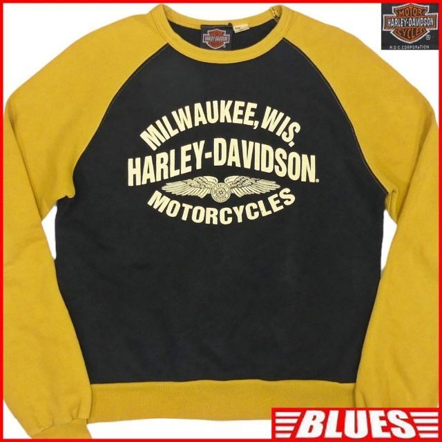 価格は安く Harley トレーナー 長袖 からし色 メンズ 古 黒 M ハーレーダビッドソン スウェット - Davidson 装備+装具