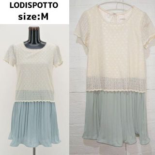 ロディスポット(LODISPOTTO)の【匿名配送】LODISPOTTO ロディスポット 半袖花柄レースワンピース M(ひざ丈ワンピース)