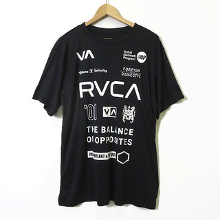 ルーカ(RVCA)のルーカ RVCA Tシャツ ロゴ ラッシュガード 半袖 L 黒 白 美品(Tシャツ/カットソー(半袖/袖なし))