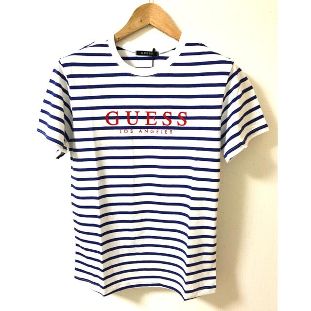 GUESS(ゲス)の新品未使用 GUESS ゲス ボーダーＴシャツ ブルー M メンズのトップス(Tシャツ/カットソー(半袖/袖なし))の商品写真