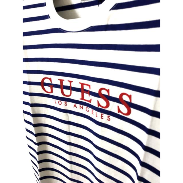 GUESS(ゲス)の新品未使用 GUESS ゲス ボーダーＴシャツ ブルー M メンズのトップス(Tシャツ/カットソー(半袖/袖なし))の商品写真