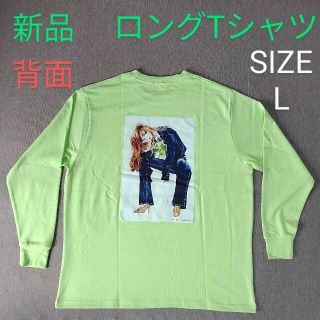 レディース メンズ トップス ロングTシャツ 長袖 L ライムグリーン 新木優子(Tシャツ(長袖/七分))