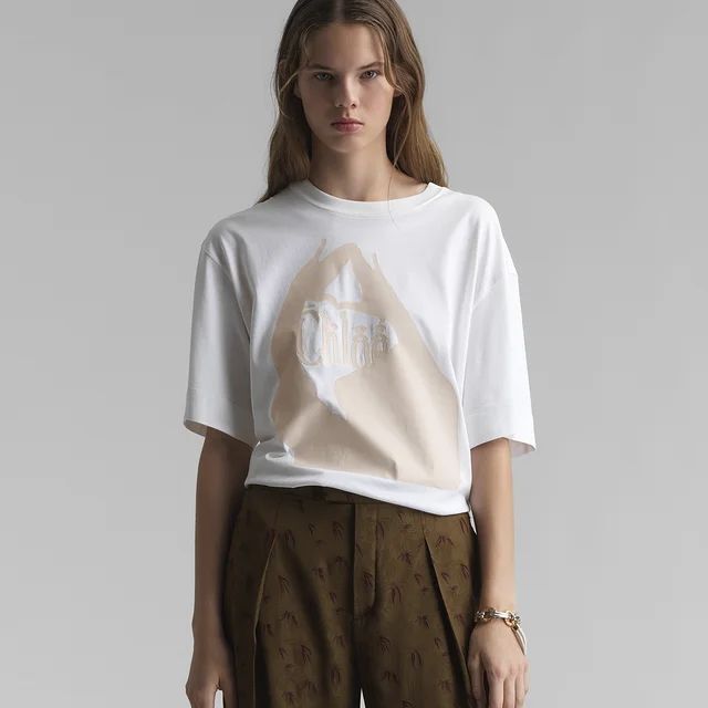 Chloe(クロエ)の●新品/正規品● CHLOE コットン ロゴ プリント Tシャツ レディースのトップス(Tシャツ(半袖/袖なし))の商品写真