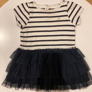 プチバトー(PETIT BATEAU)のプチバトー＊ボーダー&チュールワンピ＊18m＊81㎝(ワンピース)