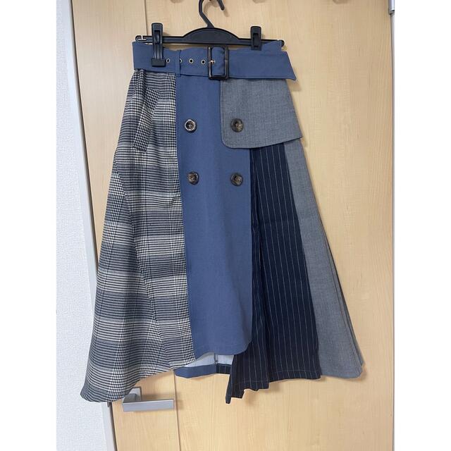 異素材ＭＩＸミモレ丈スカート