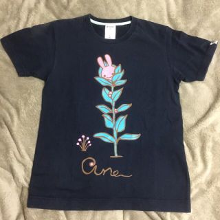 キューン(CUNE)のキューンCUNEお花うさぎTシャツ　Sサイズ　紺色(Tシャツ/カットソー(半袖/袖なし))