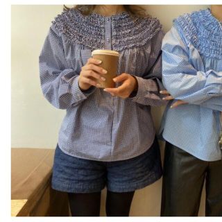 gingham mini frill blouse(シャツ/ブラウス(長袖/七分))