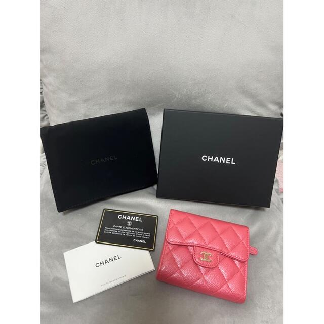 シャネル 財布 CHANEL ウォレット ピンク×ゴールド