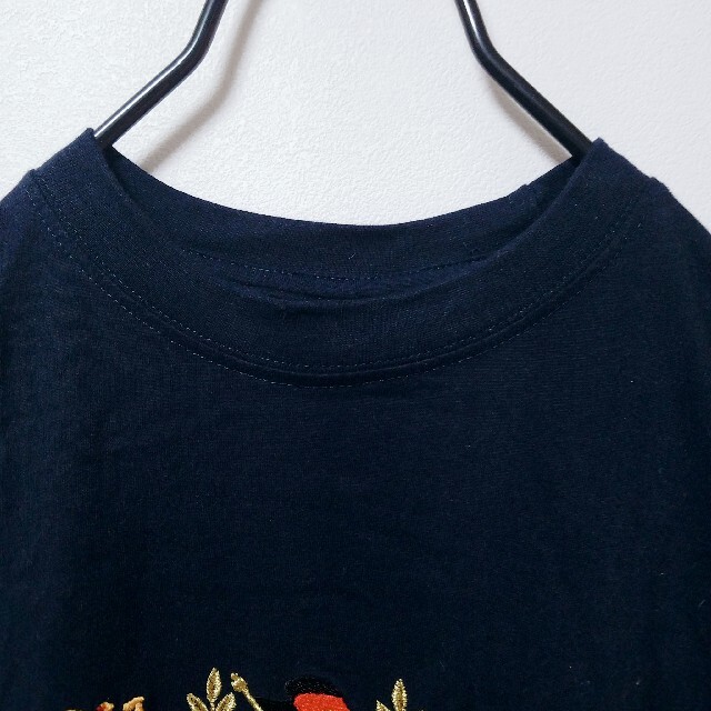 used モックネック ビッグ刺繍 半袖 Tシャツ 古着 一点物 90s メンズのトップス(Tシャツ/カットソー(半袖/袖なし))の商品写真