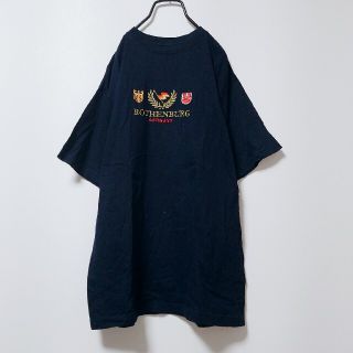 used モックネック ビッグ刺繍 半袖 Tシャツ 古着 一点物 90s(Tシャツ/カットソー(半袖/袖なし))