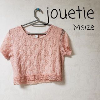 ジュエティ(jouetie)の【美品】jouetie ショート丈レーストップス  Mサイズ(Tシャツ(半袖/袖なし))