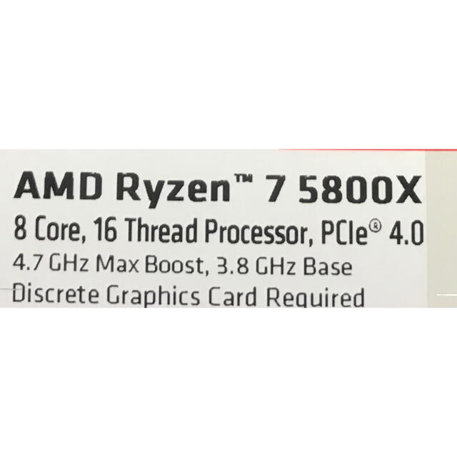 AMD (国内正規品)AMD CPU 5800X(Ryzen 7) の通販 by しゅう's shop|ラクマ
