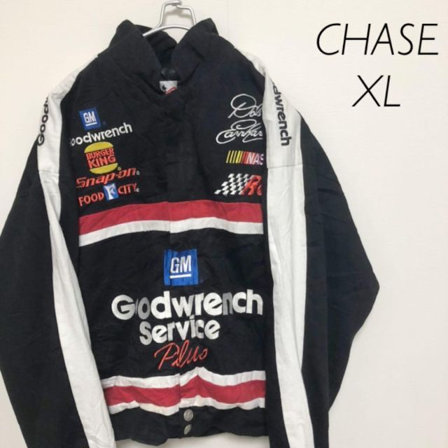 【ビンテージ】レーシングジャケット　NASCAR　総刺繍ロゴ　チェッカー　ＸＬ