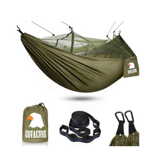ハンモック-COVACURE-蚊帳付き 収納バッグ付き カラビナ付き (テント/タープ)