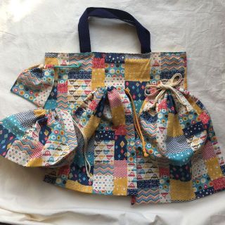 入園 入学 5点セット パッチワーク柄　試作品(バッグ/レッスンバッグ)
