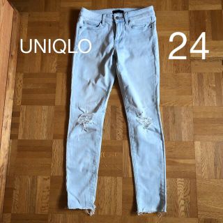 ユニクロ(UNIQLO)のUNIQLO ダメージジーンズ　スキニー　24(デニム/ジーンズ)